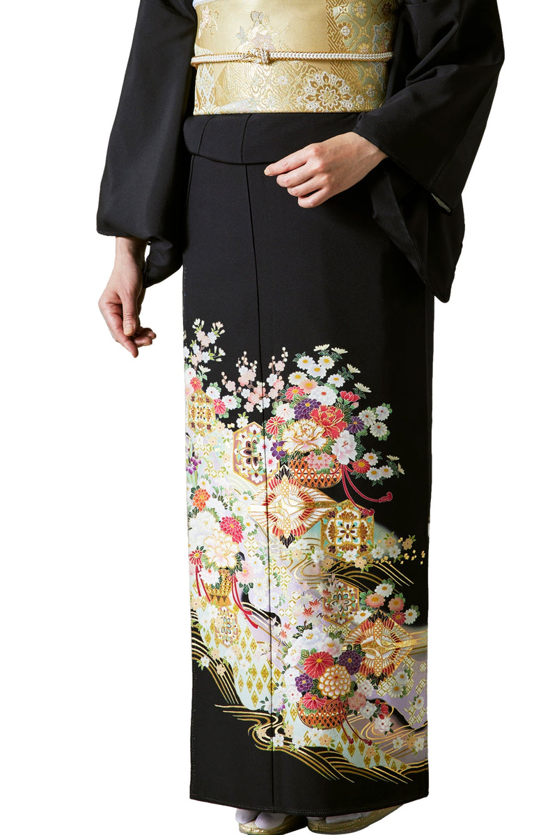 【手ぶらセット】向かい鶴菱紋に花籠AIT005※注文予約商品