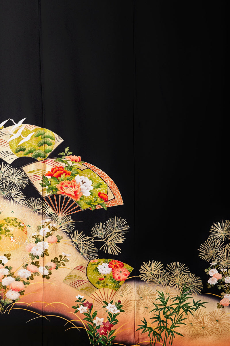 扇面文様に草花H007※注文予約商品※