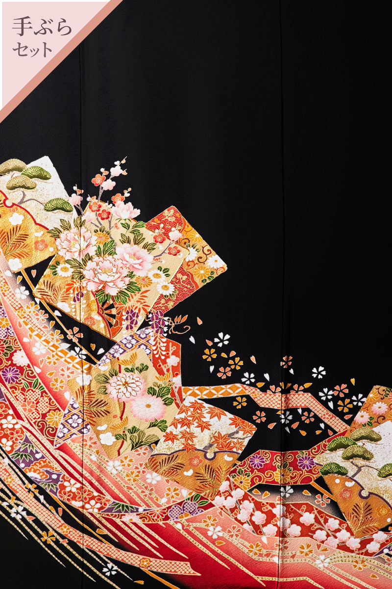 【手ぶらセット】色紙に瑞祥花（暖色調）U009※注文予約商品※