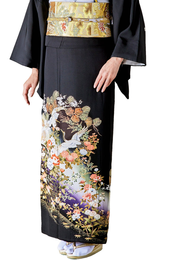 【手ぶらセット】青暈し蛇籠に瑞祥花 鶴Z004※注文予約商品※